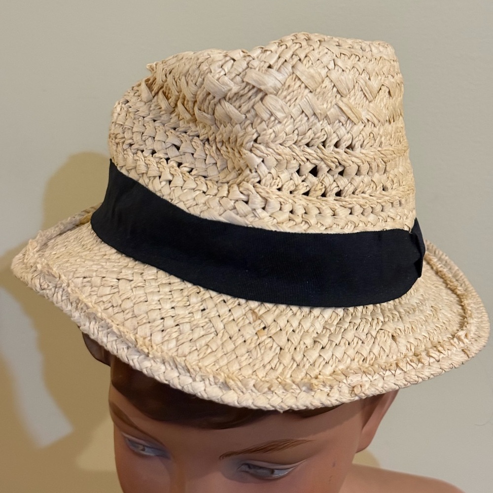 J. Crew Tan Straw Hat with Black Band